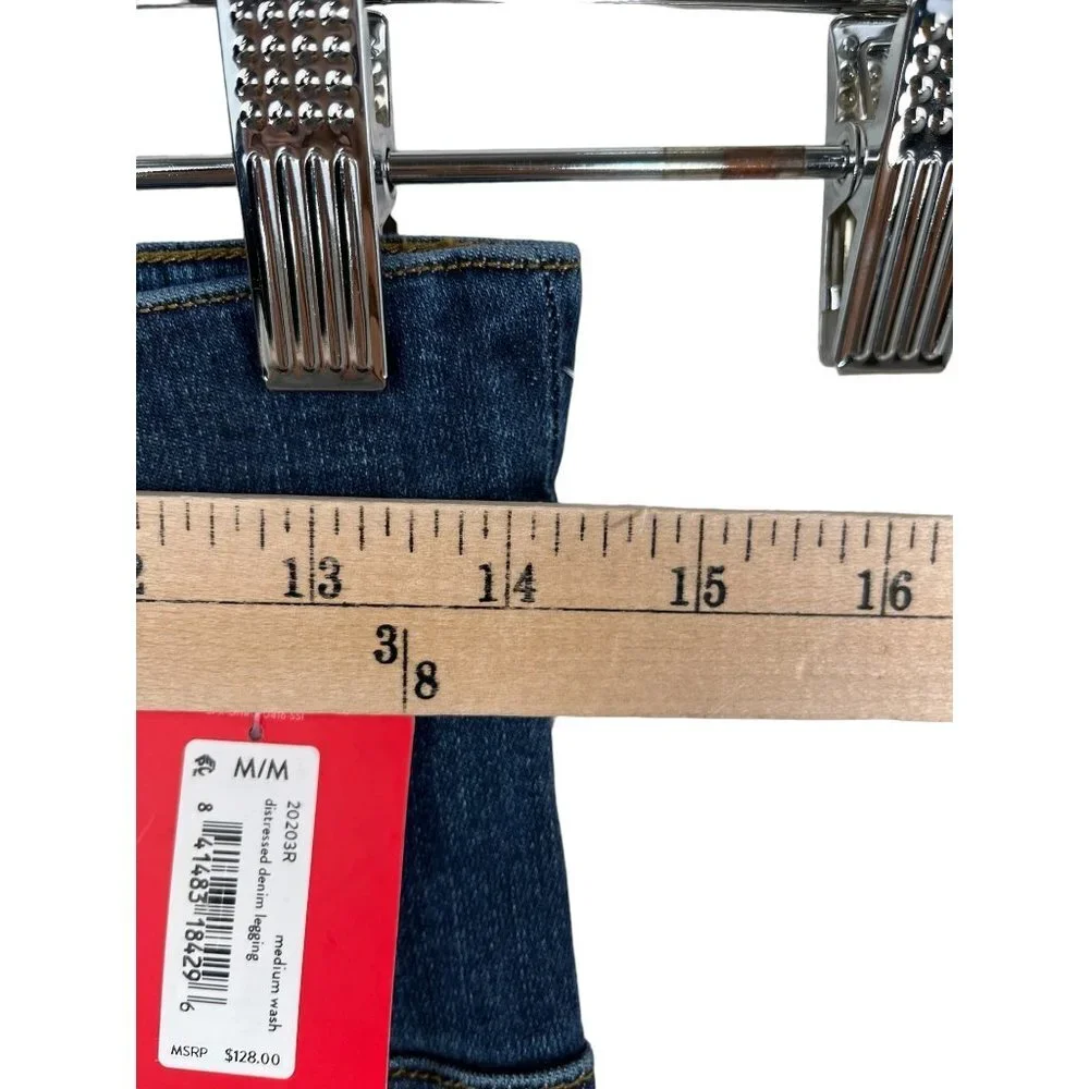 Spanx‎ Distressed Denim Legging sz M cropped stretchy - Picture 4 of 8